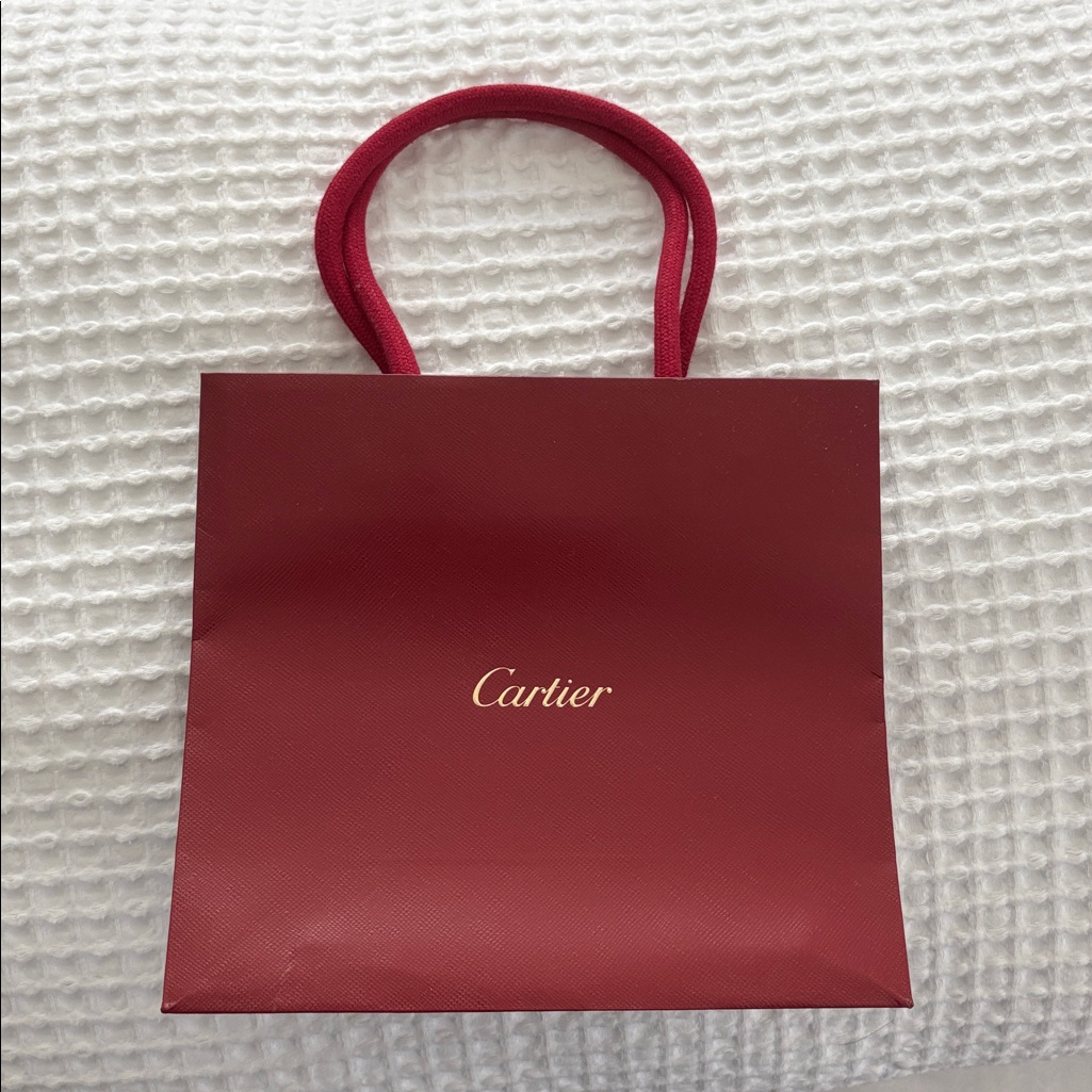 Cartier Burgundy Gift Bag With Gold Logo